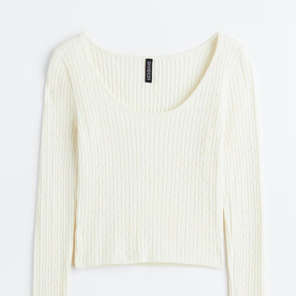 H&M Knit Cream Long Sleeve Top - Size Small